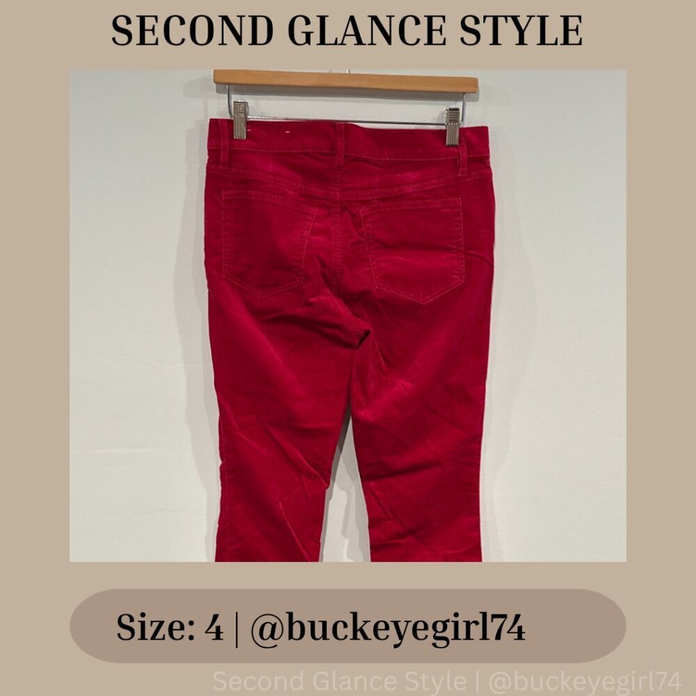 LOFT Women’s SZ 4 Red Velvet Corduroy Skinny Pants Stretch - Picture 2 of 7